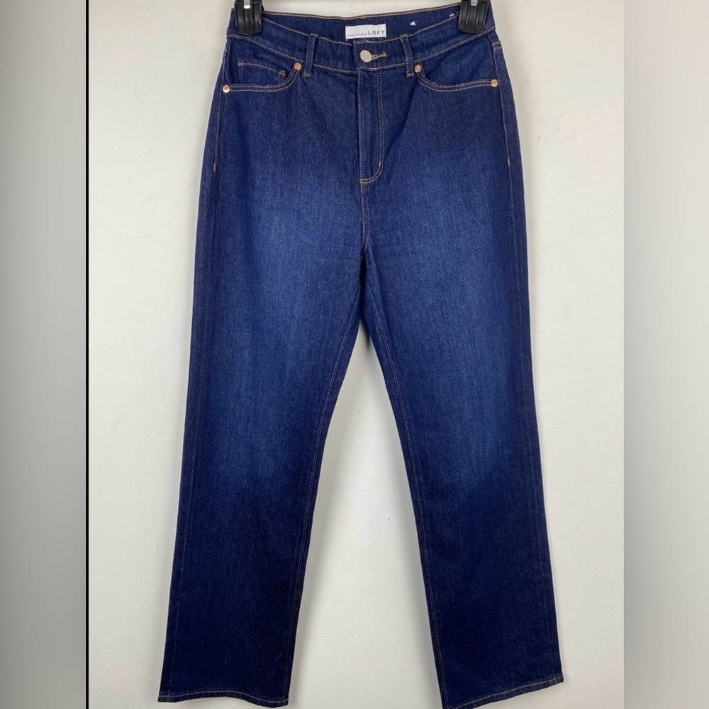 LOFT Dark Blue Straight Jeans size 6